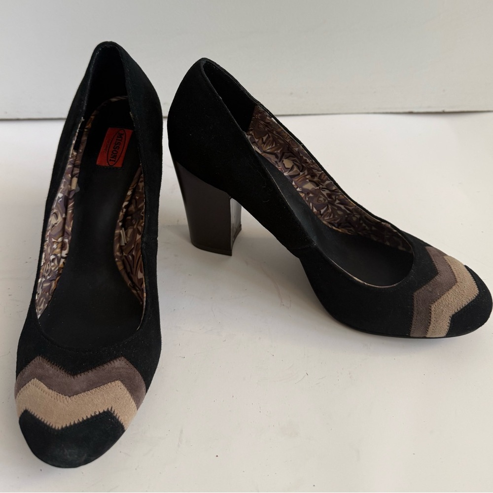 Missoni for Target Black and Brown Chevron Heels NEW